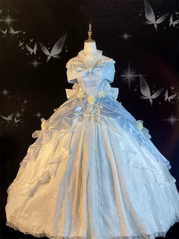 Ball Gown Sweetheart Satin Short Sleeves Long Evening Gown Prom Dresses SD1433 HZ0628